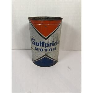 Gulf Motor Oil Can Vintage Metal Oil Can Gulfpride Gas Advertising
